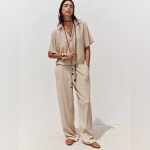 NWT Zara Elastic Waist Wide Leg Pants